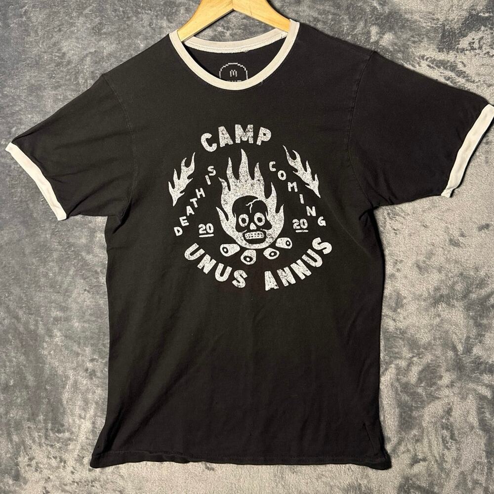 Official Camp Unus Annus Death Is Coming Ringer Tee Shirt - Authentic 2020 Small